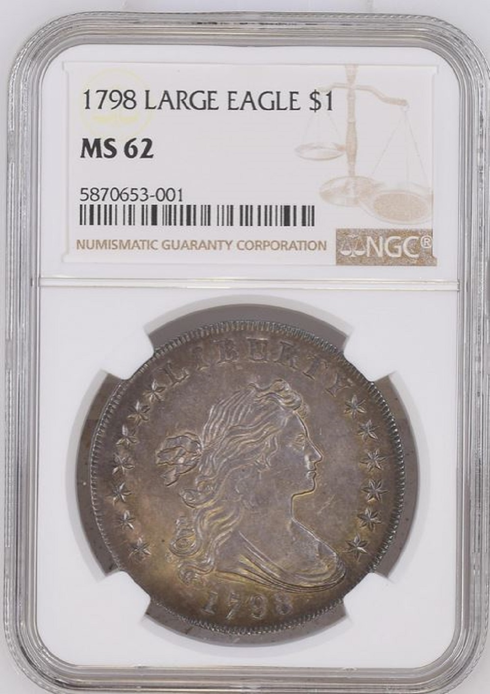 1798-$1-Draped-Bust-Dollar-Large-Eagle-Bolender-23,-Bowers-Borckardt-105,-Rarity-3